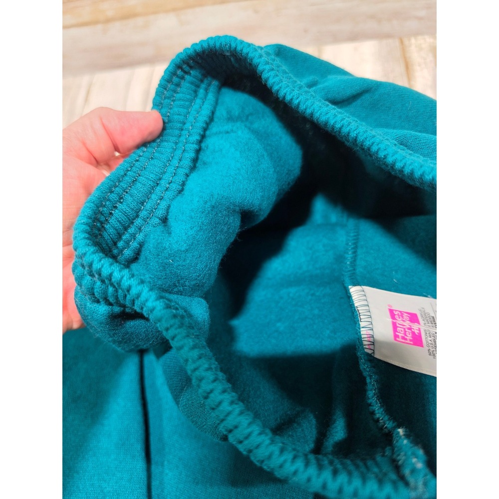 Vintage Hanes Her Way Teal Green High Waisted Sweatpants Joggers Small 90s Retro - Picture 7 of 7